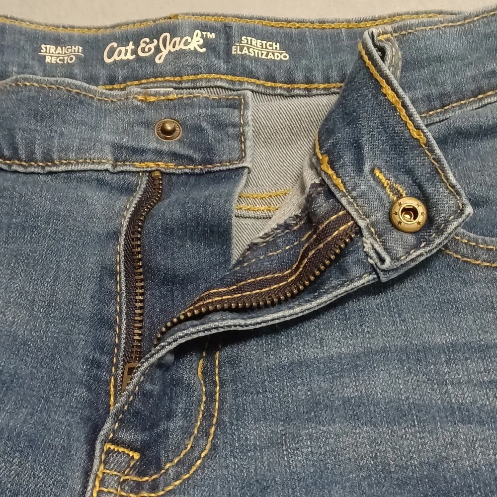 Cat & Jack Jeans Boys 16 Blue Straight Stretch Adjustable Waist 046123953